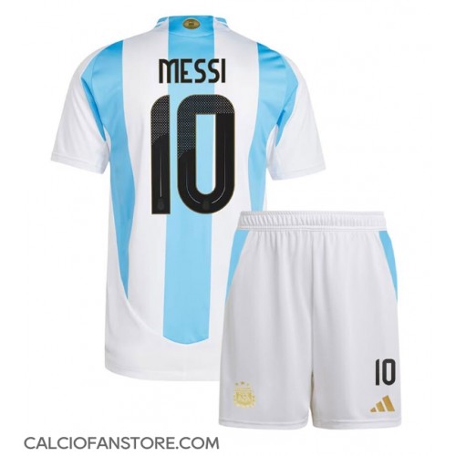 Maglia Calcio Argentina Lionel Messi #10 Prima Divisa Bambino Copa America 2024 Manica Corta (+ pantaloncini)